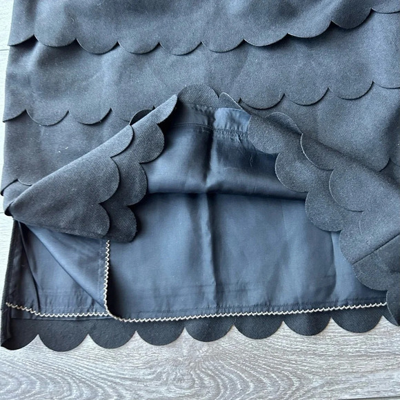 Anthropologie  Maeve Black Scallop Tiered Layer Wool Blend Midi Skirt - Picture 5 of 14